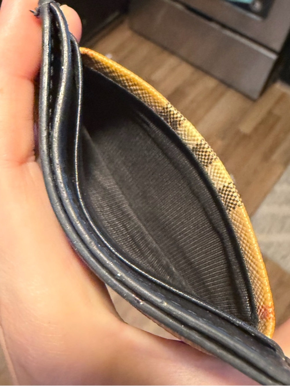 Authentic Burberry Yellow Plaid and Black Leather Card Holder - Picture 11 of 13